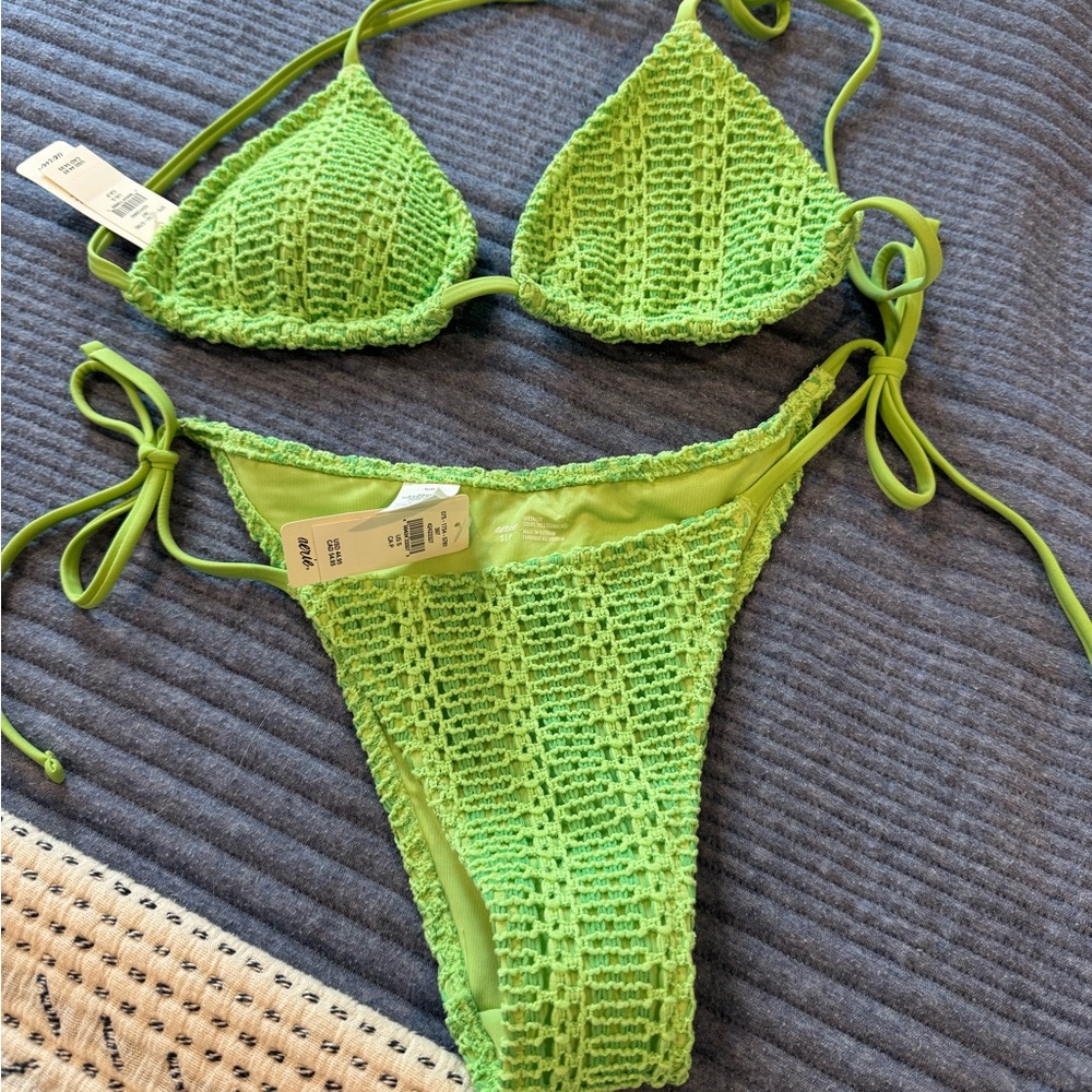 Aerie Green Crochet Bikini Set, new with tags, Small